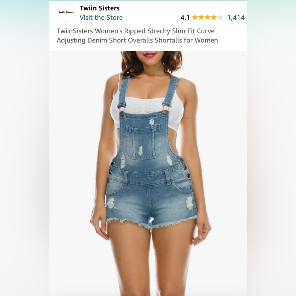 TwiinSisters Adjusting Denim Short Overalls Shortalls for Women